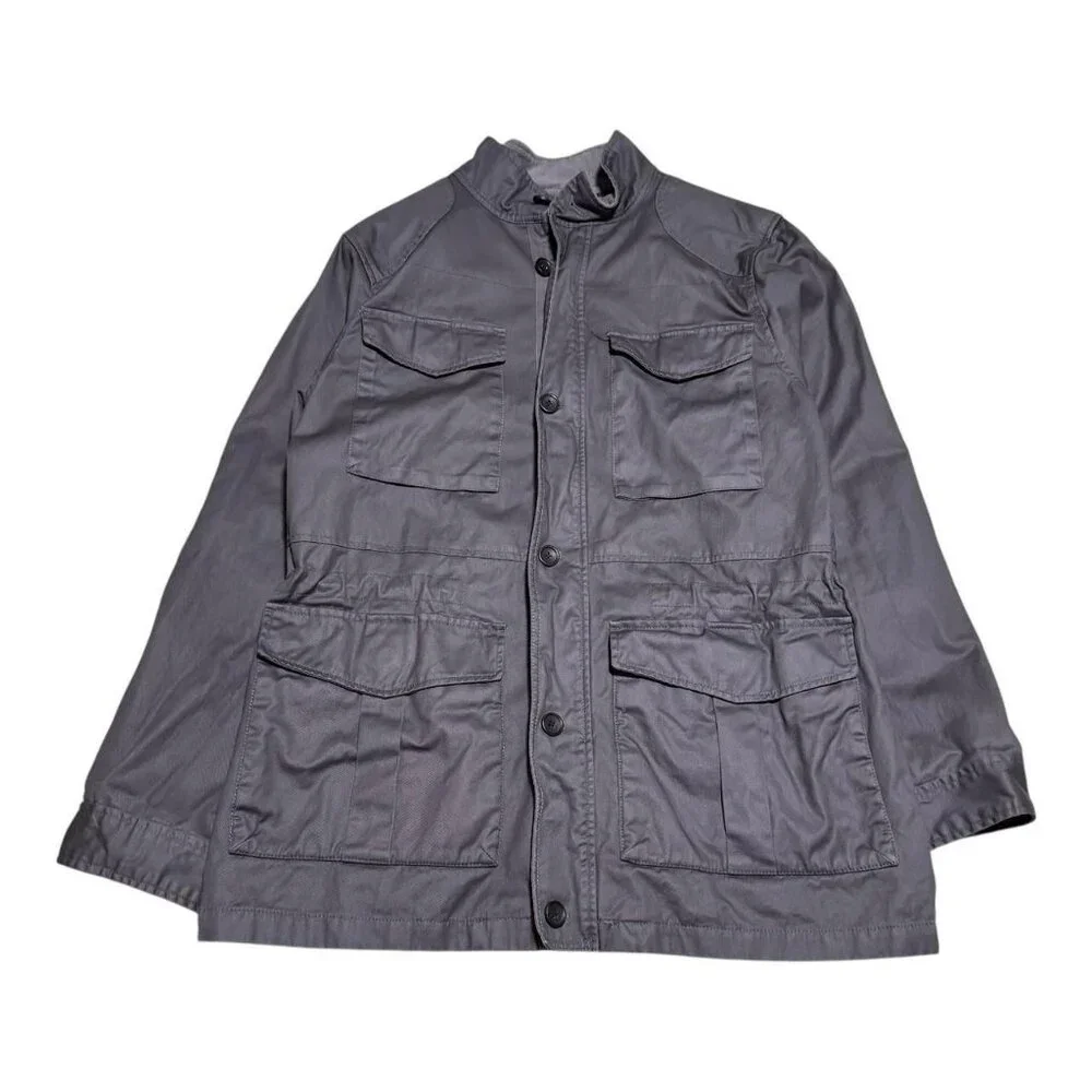 Banana‎ Republic Gray Multi Pocket Corduroy Collar Gray Chore Jacket Men's Large